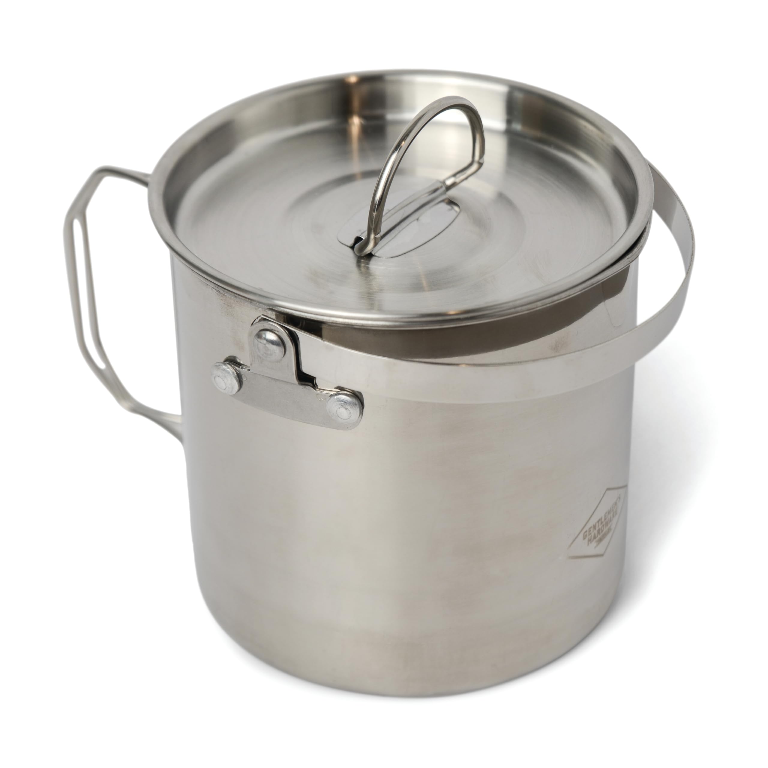 Gentlemen's Hardware Camp Cook Pot with Lid and Folding Handles Lightweight Cooking Pot for Camping, 1.2 litres, Stainless Steel