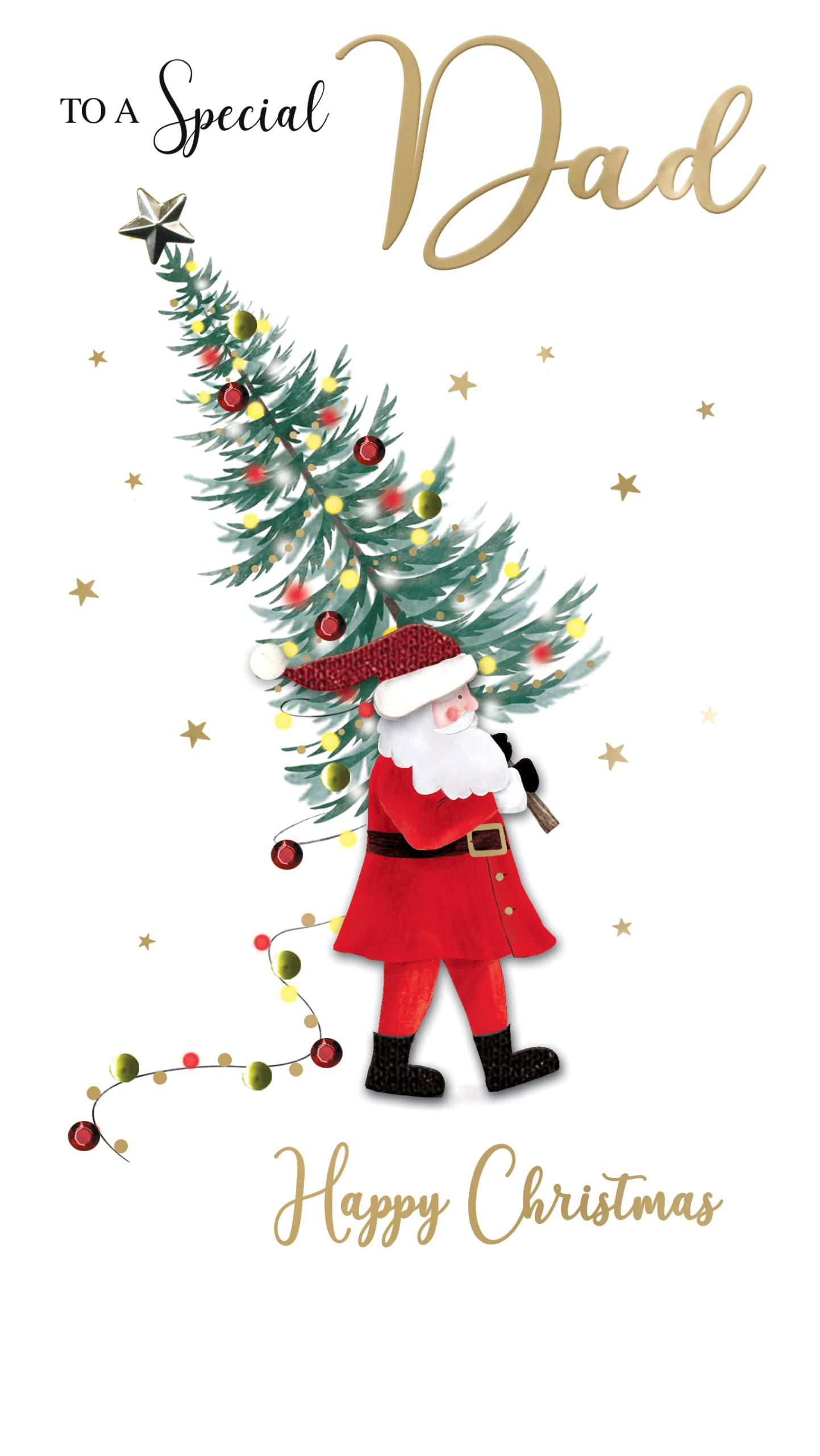 Special Dad Santa Embellished Christmas Card Hand-Finished Champagne Cards XCDC360