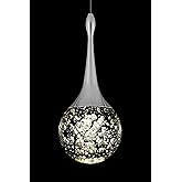 Flashing God Silver 1 Light Teardrop Crystal Pendant Lighting,Integrated Pendant Light with Crystal Bubble for Kitchen Island