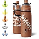 magcheer Football Water Bottle - 20oz Insulated Misting Water Bottles Stainless Steel 3D Textured - Football Accessories Gift for Kids