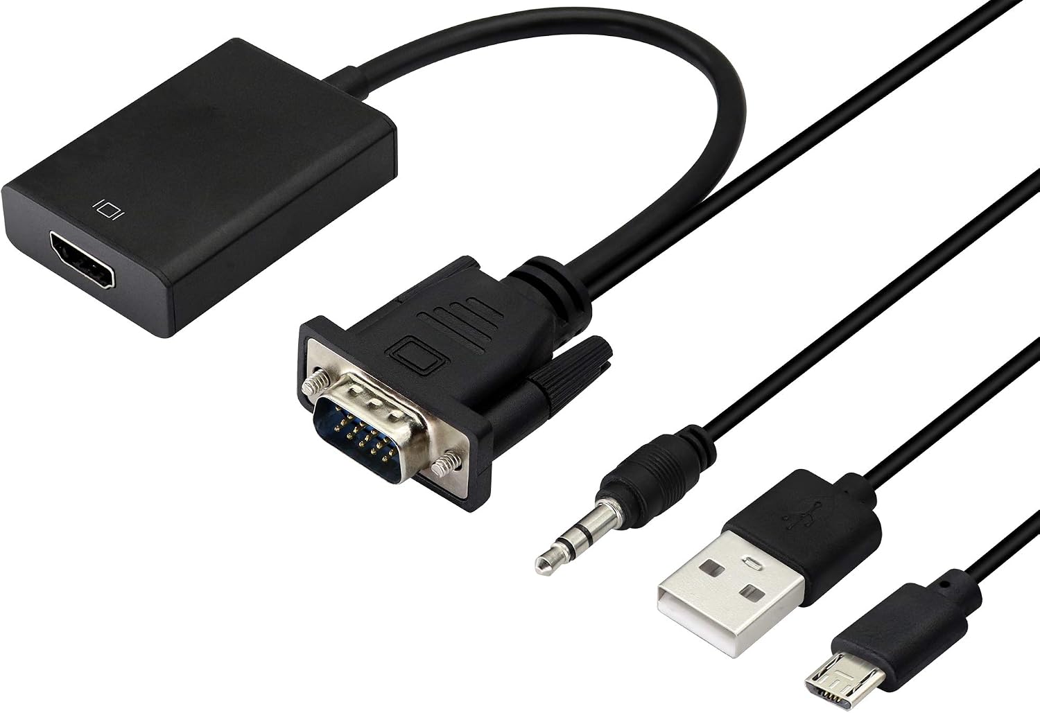 zdyCGTime Output 1080P VGA Male to HDMI Female Audio Video cable adapter with 3.5mm audio and USB cable,Compatible with Computer