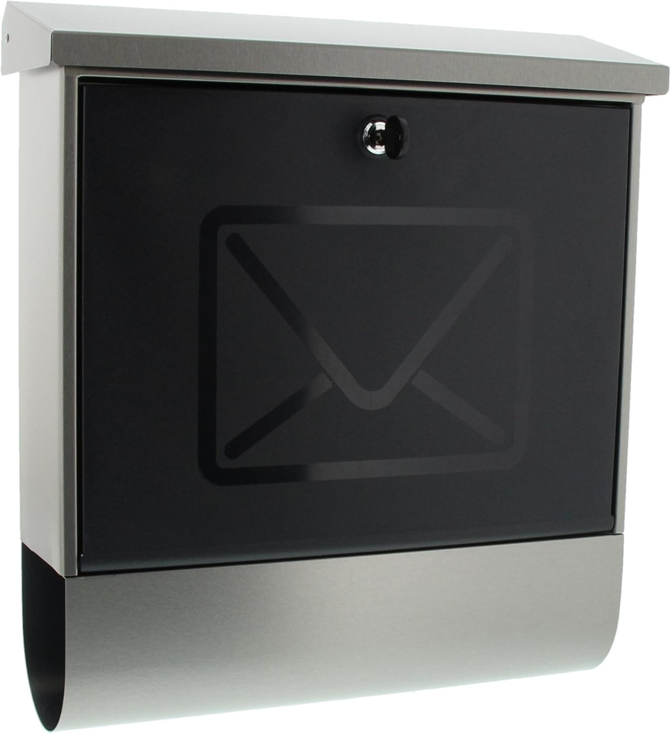 BURG-WÄCHTER Briefkasten mit integriertem Zeitungsfach und transluzenter Tür, A4 Einwurf-Format, EU Norm EN 13724, Inkl. 2 Schlüsseln, Rostfreier Edelstahl, Lucenta 2700 Ni