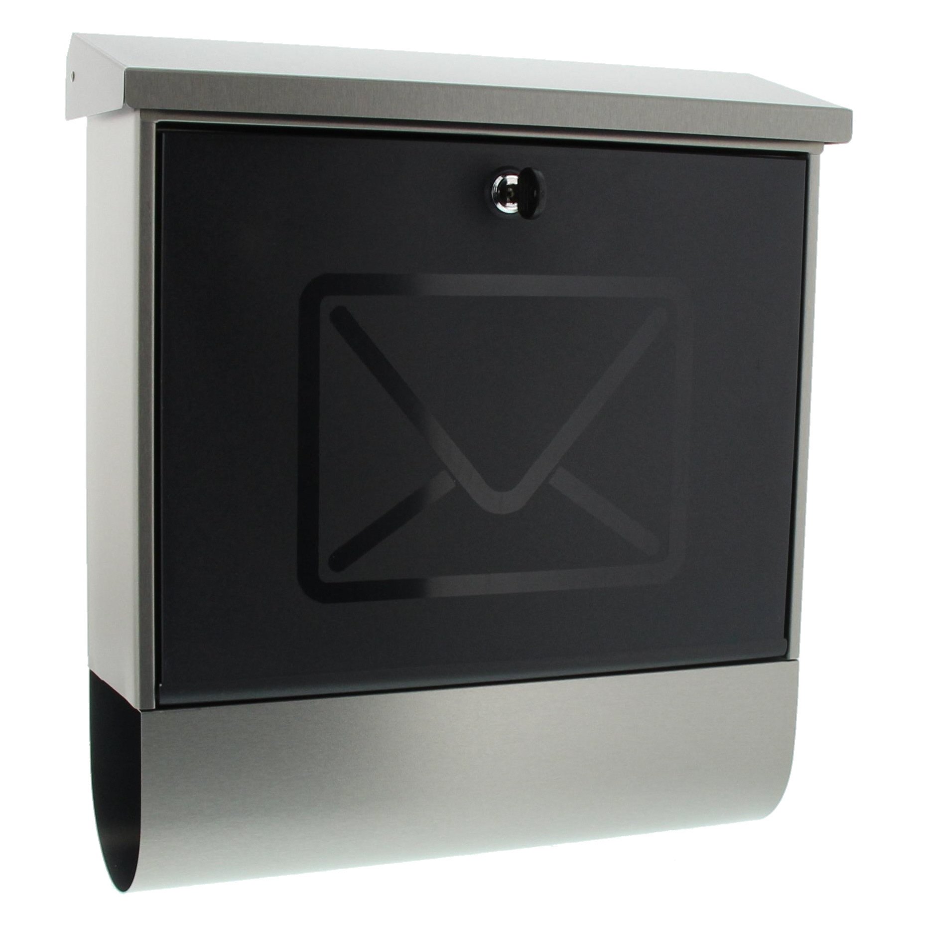 BURG-WÄCHTER Letterbox with Integrated Newspaper Compartment and Translucent Door, A4 Slot Format, EU Standard EN 13724, Incl. 2 Keys, Stainless Steel, Lucenta 2700 Ni