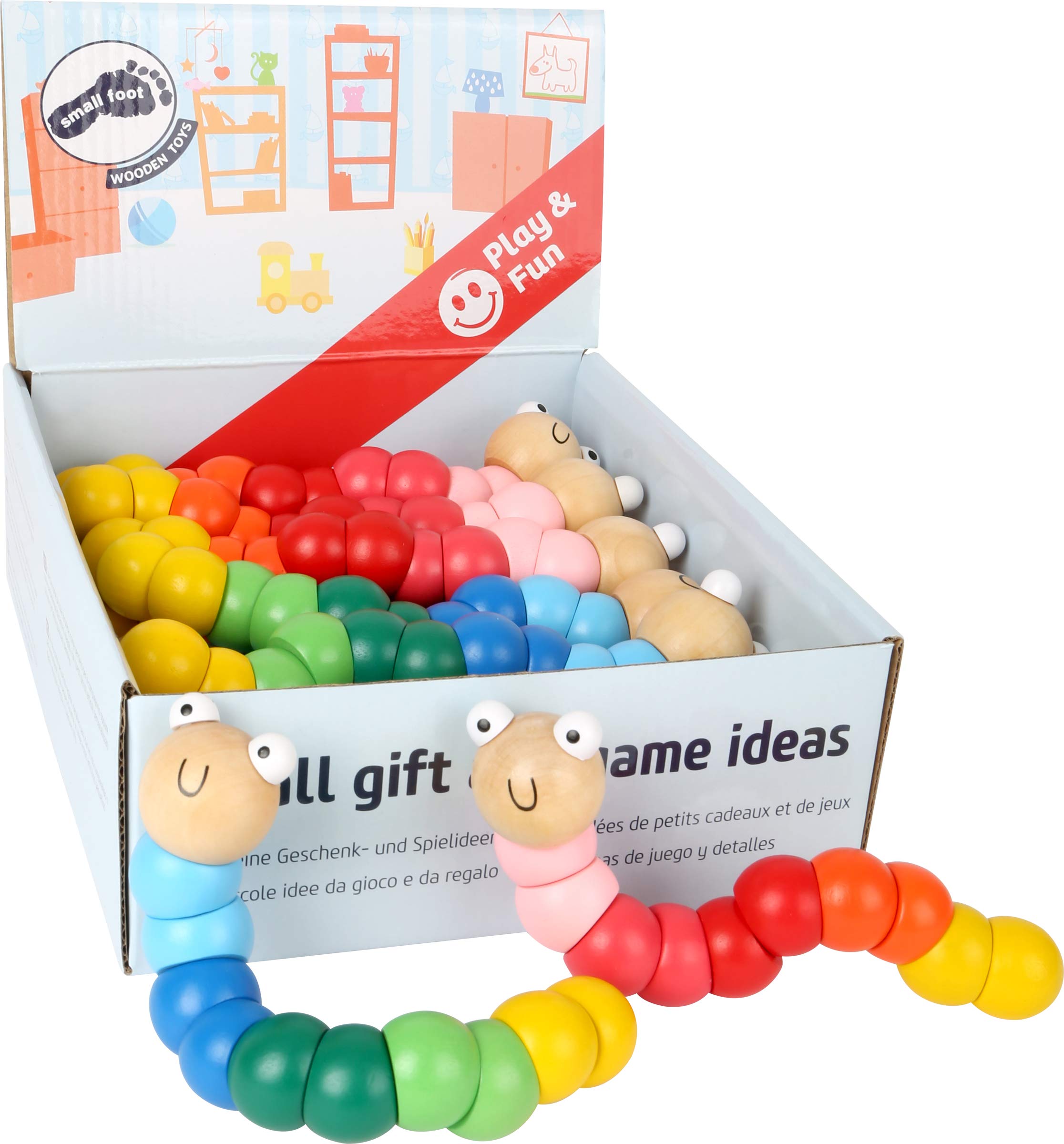 Small Foot 10961 Flexible Caterpillar wooden motor activity toy, FSC 100%-certified, perfectly suited for children aged 12 months, multicolored