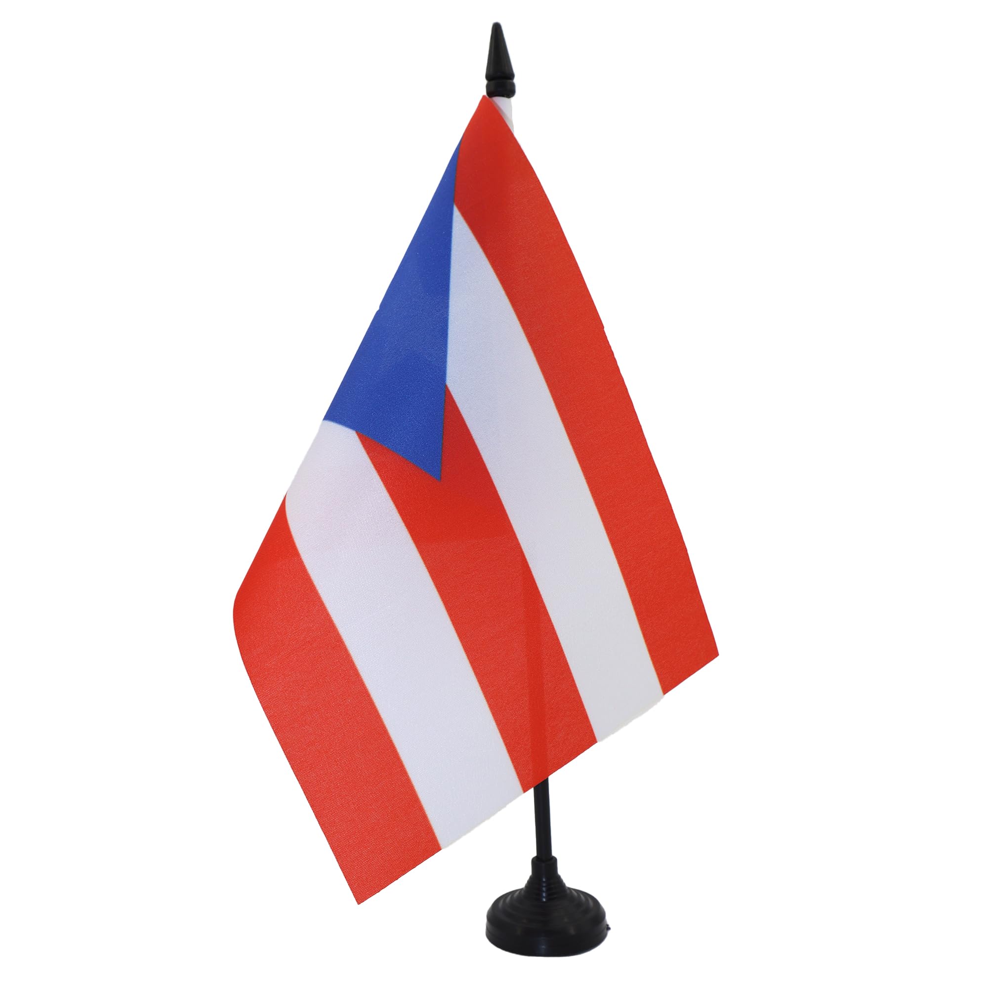 AZ FLAG Puerto Rico Table Flag 5'' x 8'' - Puerto Rican Office Decoration 100% Polyester 21 x 14 cm - Mini Desk Flag with Pole and Black Plastic Base