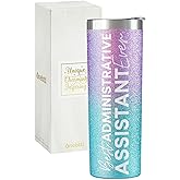 Onebttl Administrative Professional Day Gifts for Administrative Assistant, 20 oz Stainless Steel Glitter Tumbler for Women - Best Administrative Assistant Ever - Blue Purple Gradient Glitter