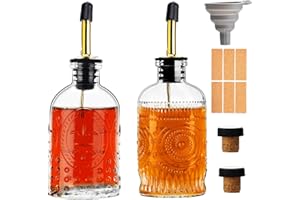 gegewawa Glass Coffee Syrup Dispenser Bottles Set 2 Pack 7 OZ, Simple Syrup Bottles with Metal Pour Spout, Syrup Dispenser for Coffee Bar Accessories for Maple Honey Syrup Oil and Sauces