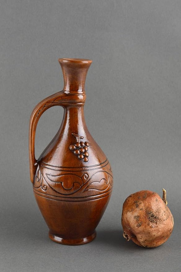 Amazon.com: Jarra de vino hecha a mano de cerámica botella para vino barro jarra decoración del hogar ideas: Kitchen \u0026 Dining
