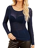 Sheer Long Sleeve Tops for Women See Through