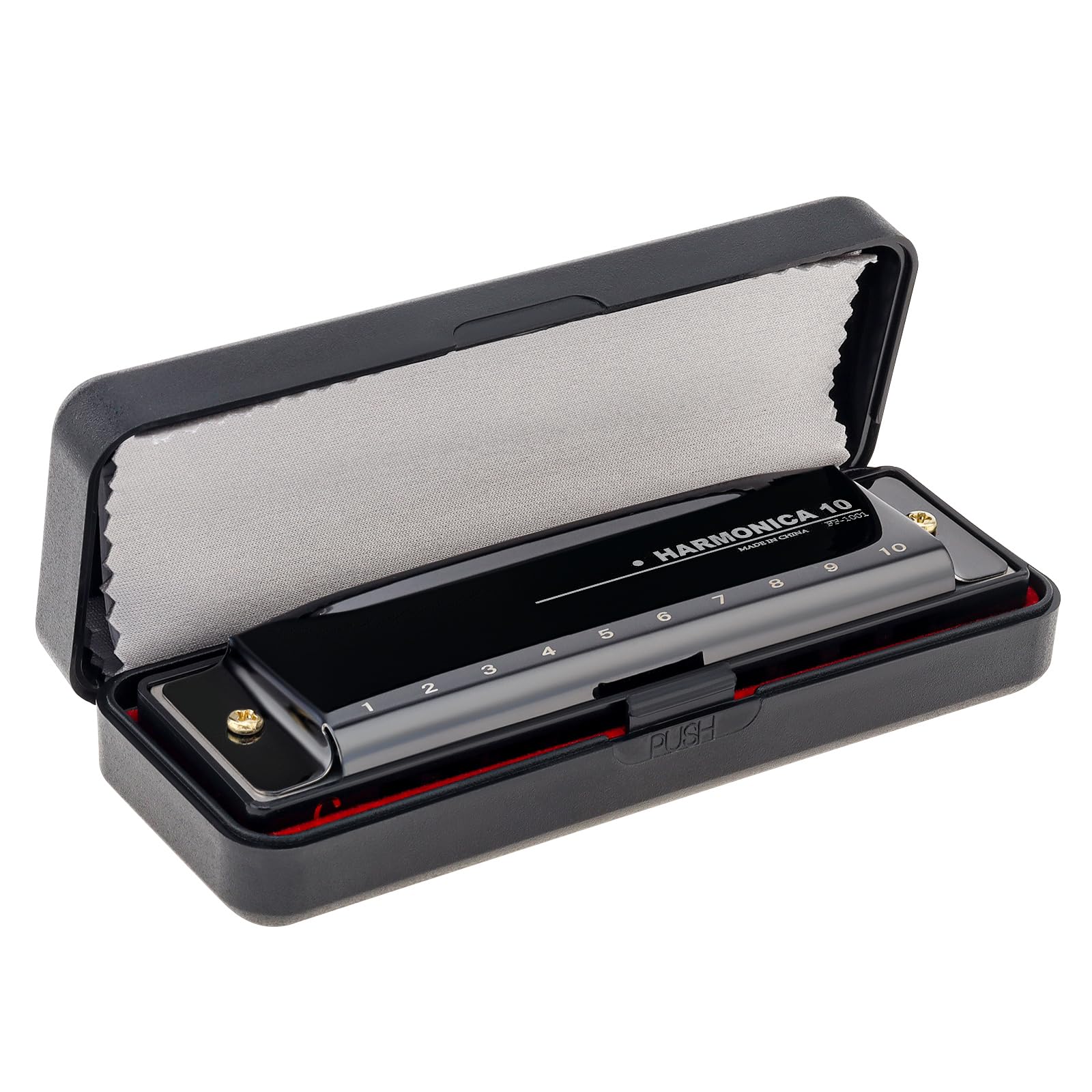 OriGlam MIA_80R Blues Harmonica Harp Mouth Organ, 10 Holes C Key Harmonica for Children Adults Students Beginner Friends