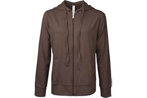 Sofra Women's Thin Cotton Zip Up Hoodie Jacket