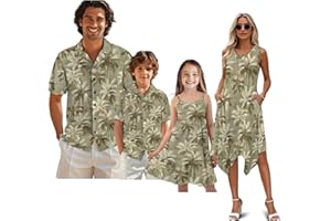 GIFTPUZZ Family Photo Outfits Polyester Father Son Matching Shirts Soft Mother Daughter Matching Dresses Holiday