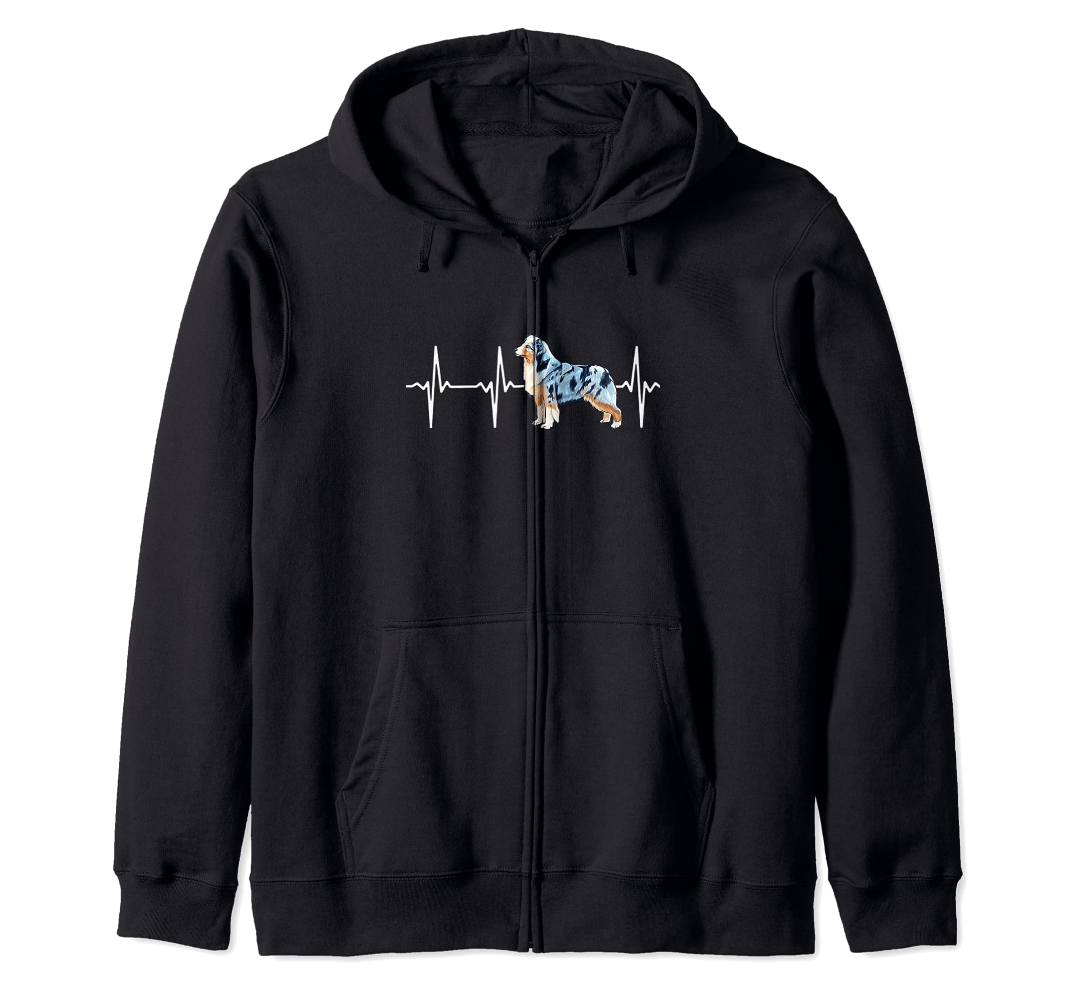 Miniature American Shepherd Heartbeat Love My Dog Zip Hoodie