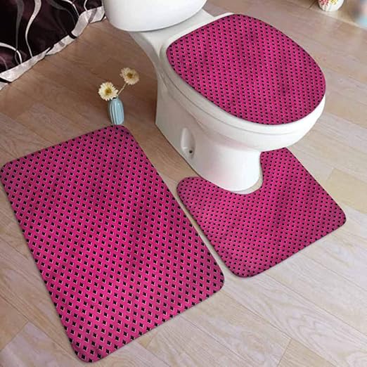 Amazon Com Ahuimin Bathroom Mat Sets 3 Piece Magenta Fashion Motif Image Soft Bathroom Mats 3 Pieces Set Shower Mat Contour Rug Lid Top Cover Home Kitchen