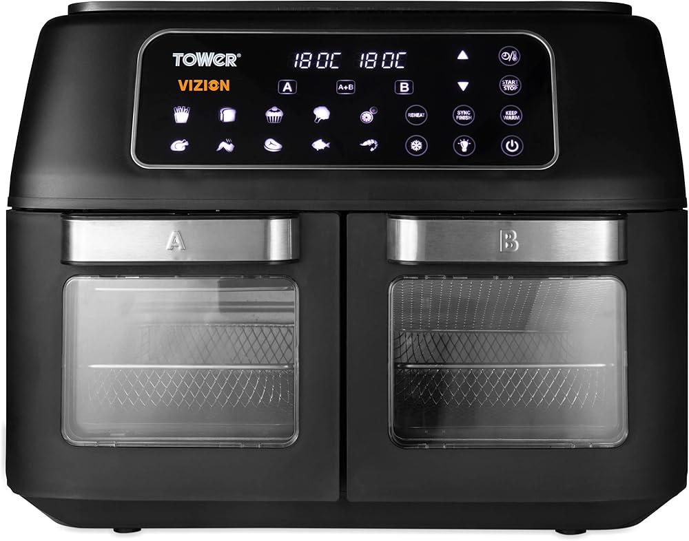 Tower Vizion Dual Compartment Air Fryer Oven 11L Vortx Digital Touch Panel