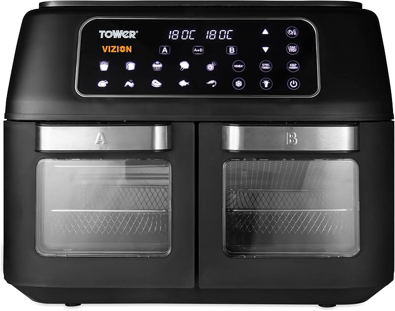 Tower Vizion Dual Compartment Air Fryer Oven 11L Vortx Digital Touch Panel