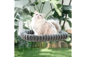 Sunhoo Foldable Cat Window Hammock Bed Window Sill Perch for Large Cats Kitty Hanging Seat Shelf with Suction Cup Soft Plush 