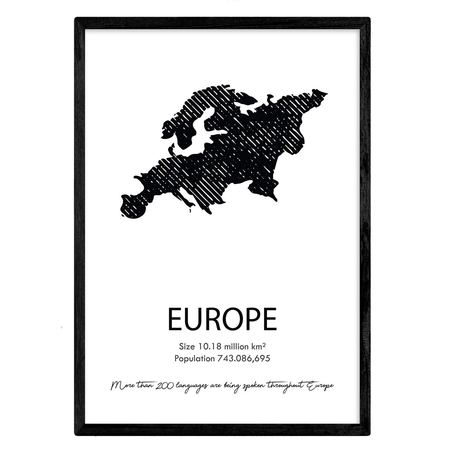 Nacnic Poster of Europe. Sheets of countries and continents. A3 size