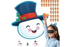 Haunt Couture Christmas Games - Pin The Nose on The Snowman, 32 Players Kids Fun Game - Christmas Pin The Tail on The Snowman Game - Christmas Games for Kids Girls Boys -Snowman-02