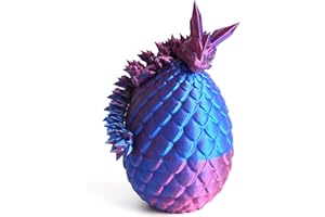 Flavery Dragon Egg - Surprise Egg with 8” Flexible Dragon Inside, 3D Printed Gift, Easter Egg, Articulated Dragon Toy for Birthday, Home Decor