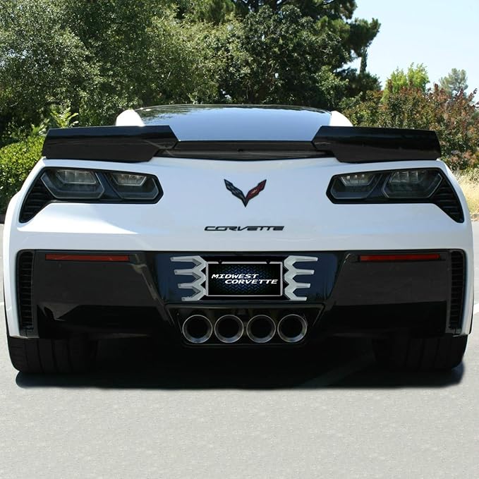 C7 Corvette Stingray Rear License Plate Frame Carbon Flash Finish with Arctic White