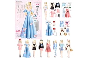 Magnetic Dress Up Games, Portable Paper Princess Dress Up Doll Relaxing and Fun Clothes Matching Game Easy to Grip for Kids C