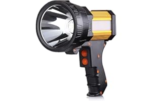 BUYSIGHT Rechargeable Spotlight,1000000 Lumens Spot Lights Hand held High lumens Large Flashlight Handheld Spotlight Lightweight and Super Bright Flashlight (Aluminium_Alloy Golden)