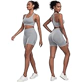 SALSPOR Workout Sets for Women 2 Piece - Seamless Yoga Outfits Shorts and Padded Sports Bra Gym Athletic Clothing Set