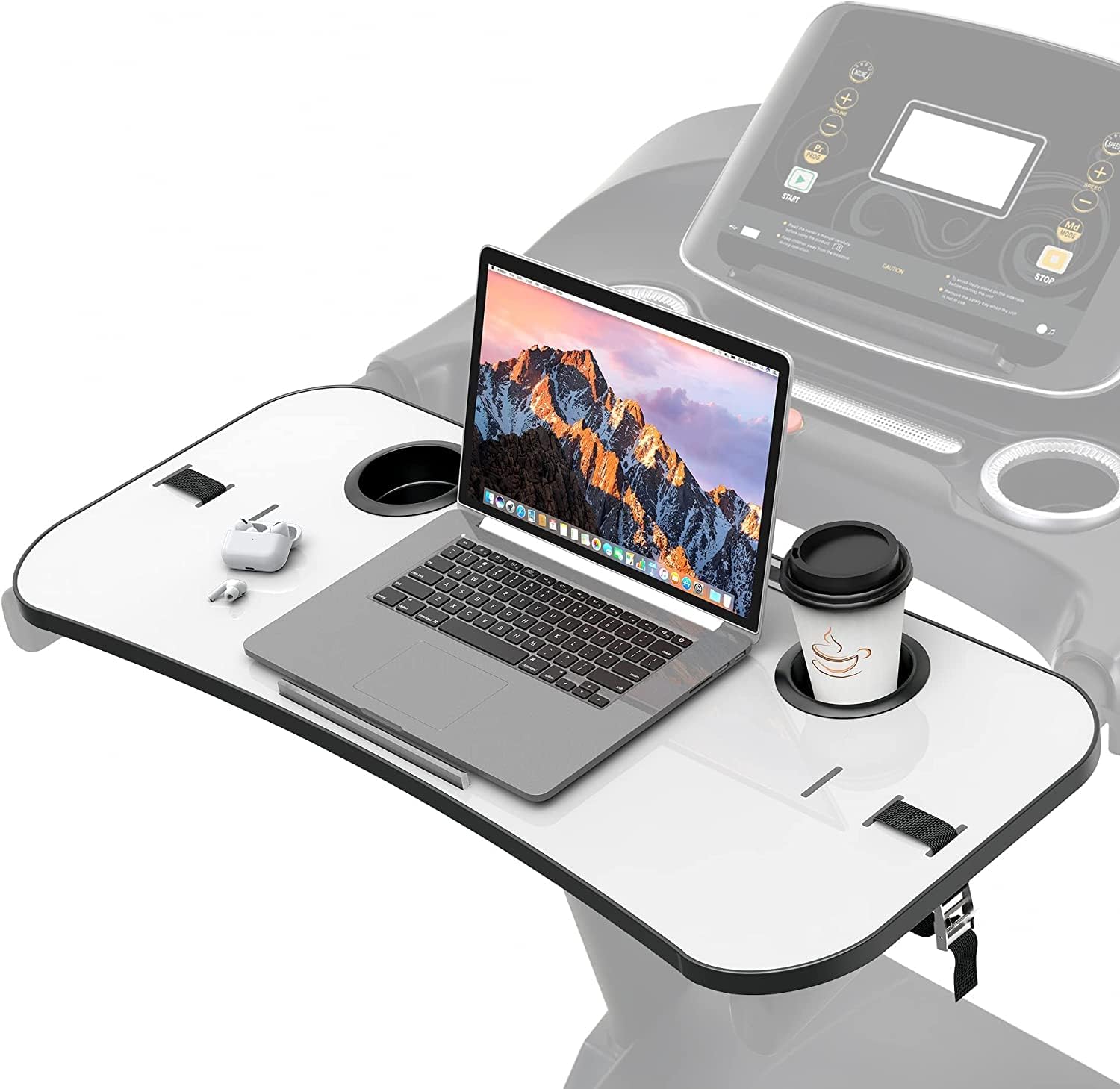 Photo 1 of Qsxou Treadmill Desk Attachment 36 Inches Tread Tray Workstation, Laptop Stand Holder for Notebooks, Tablets, Phone,Cup,Ergonomic Platform with Cooling Holes & Edge Protector