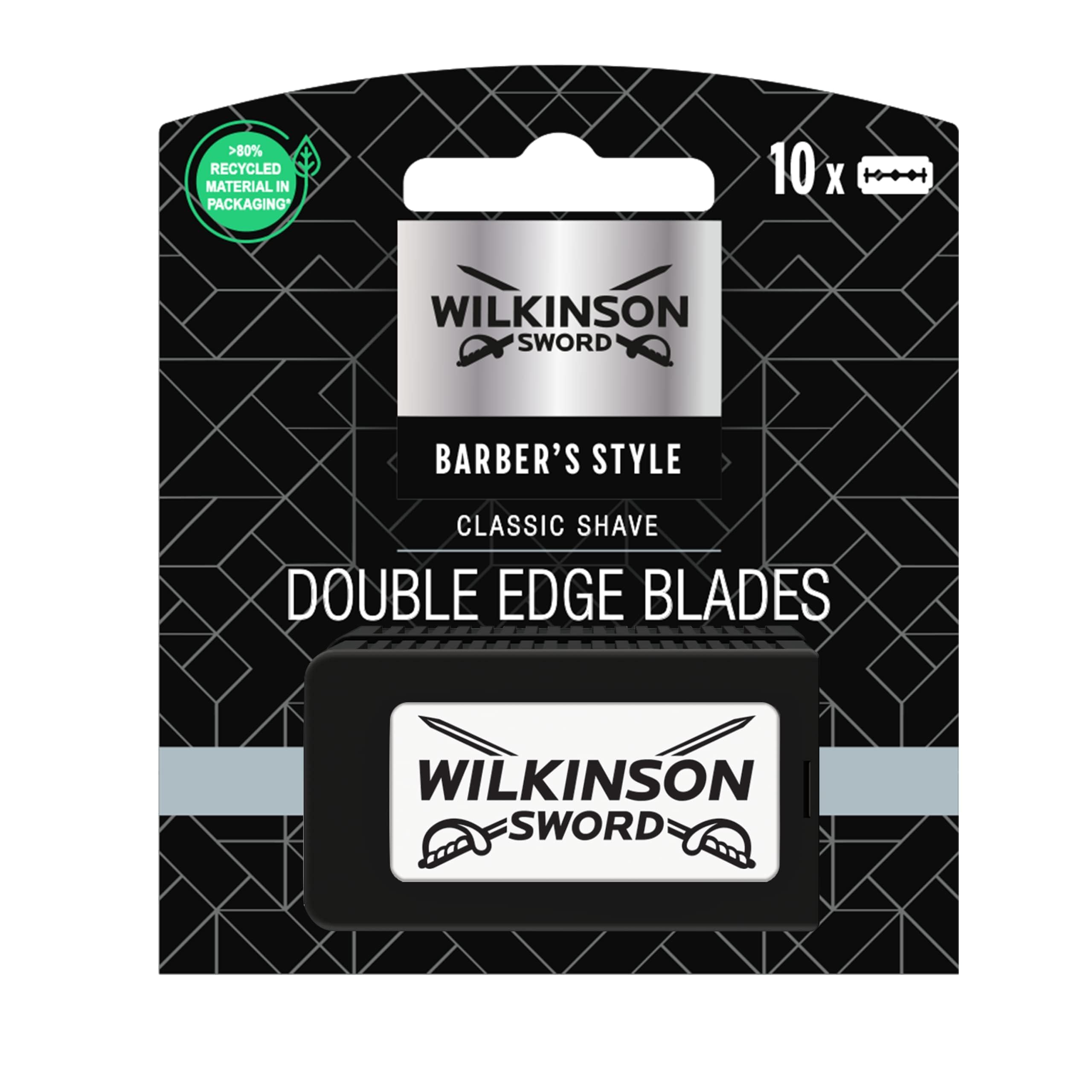 WILKINSON SWORD - Double Edge For Men | Premium Stainless Steel Safety Blades | 10 x Razor Blade Refills