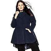 City Chic Women's Plus Size Coat HI LO Frill