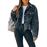LCRRRN Womens Cropped Corduroy Jacket Casual Button Down Shacket Coat Fringe with Frayed Hem