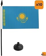 AZ FLAG Set of 10 Kazakhstan Table Flags 4x6 inches with 10" Pole view 4