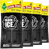 LITTLE TREES Car Air Freshener. Vent Wrap Provides Long-Lasting Scent, Slip on Vent Blade. Black Ice, 16 Air Fresheners