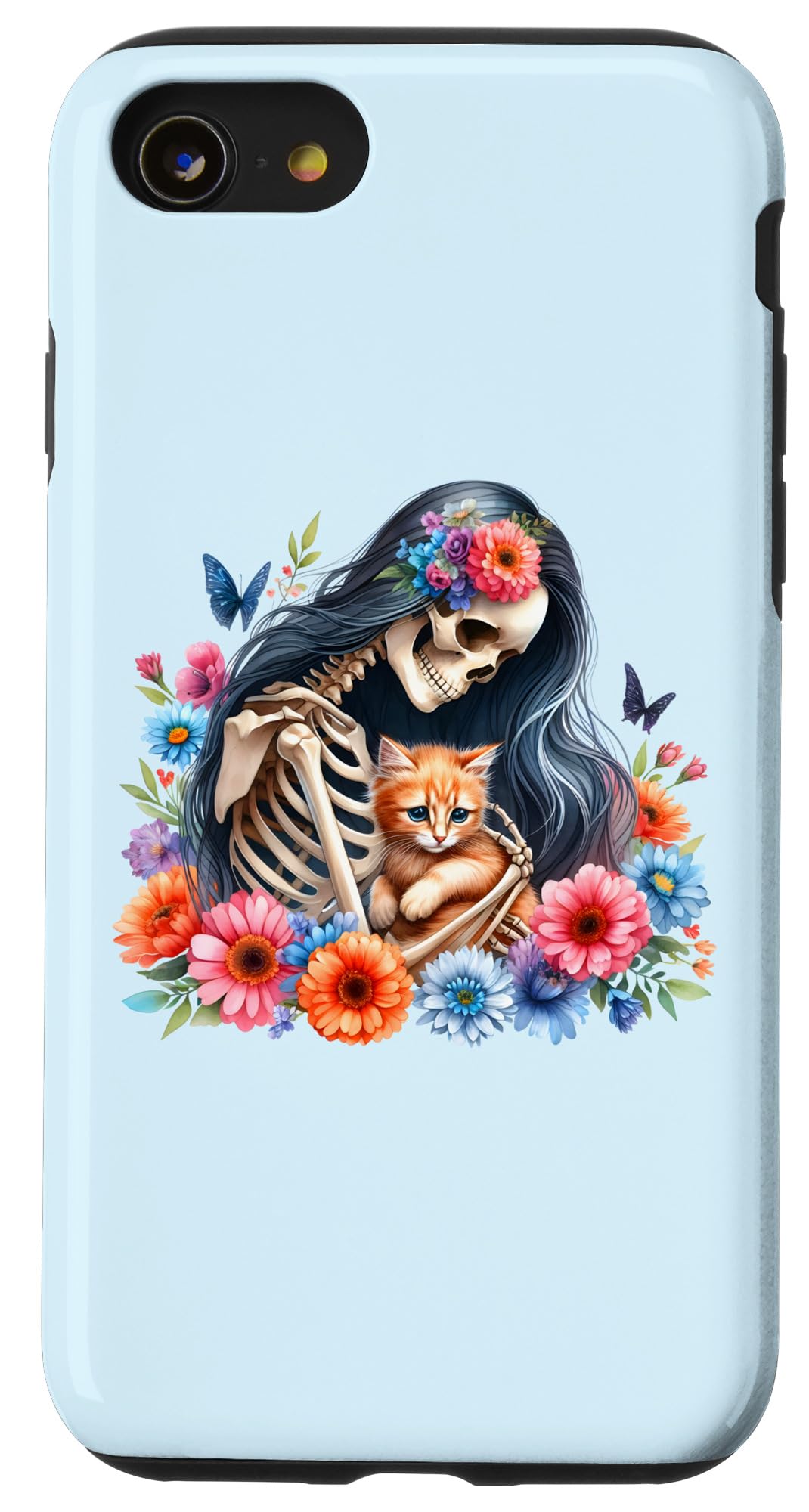 iPhone SE (2020) / 7 / 8 Female Skeleton And Cute Kitten Cat Lovers Halloween Vintage Case