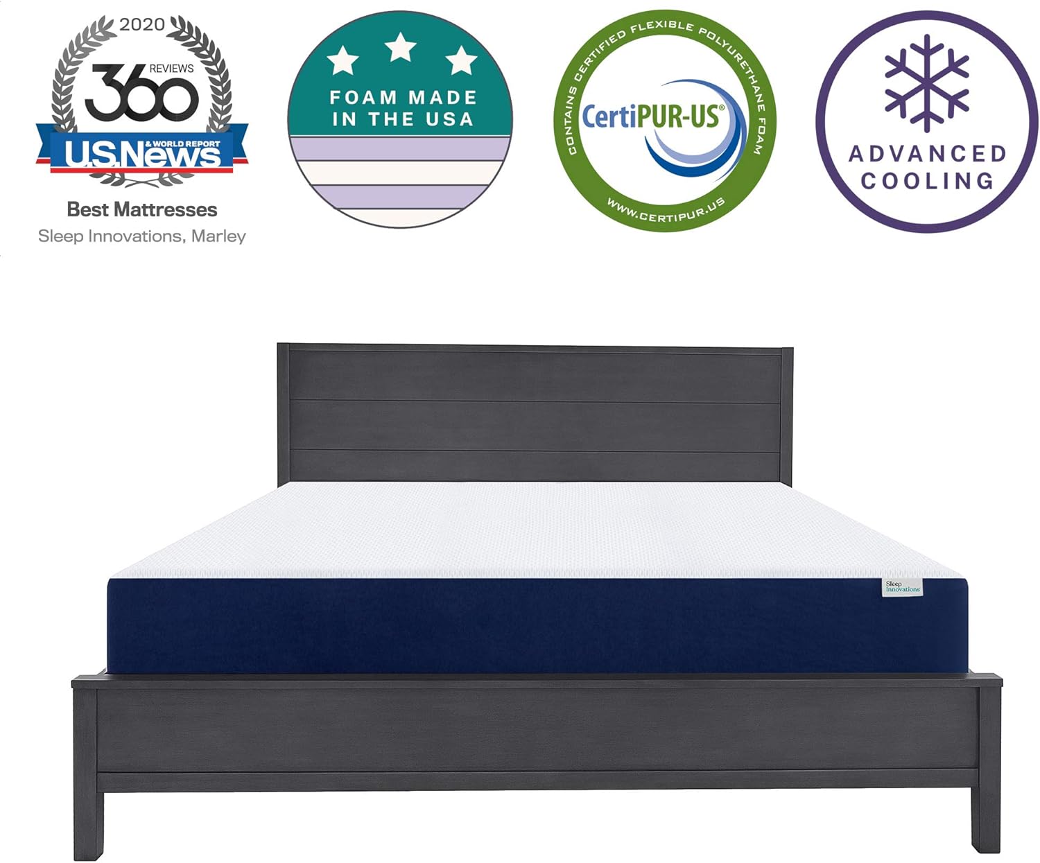 Sleep Innovations Marley Queen 10 Inch Cooling Gel Memory Foam Mattress in a Box - Made in USA - Medium Firm - Pressure Relieving: Furniture & Decor