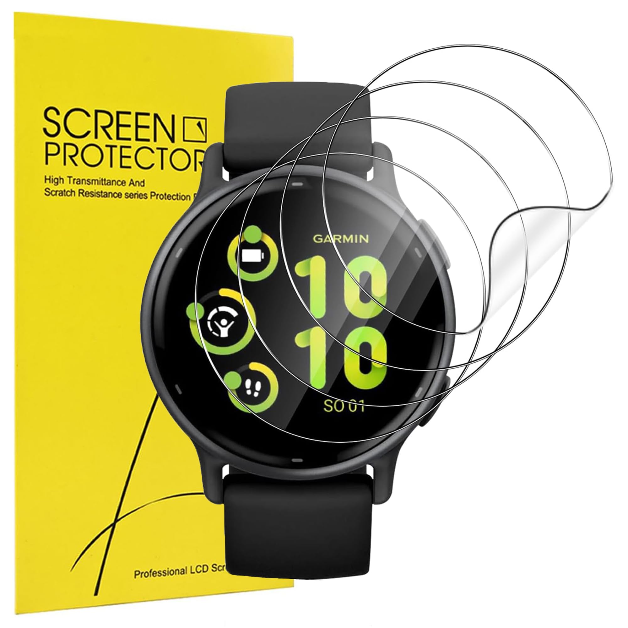 6 Pack Anti-Scratch Film for Garmin Vivoactive 5 / Vivoactive 6 Screen Protector, TPU Flexible Film, HD Clear Case Compatible for Garmin Vivoactive 5/6 Smartwatch