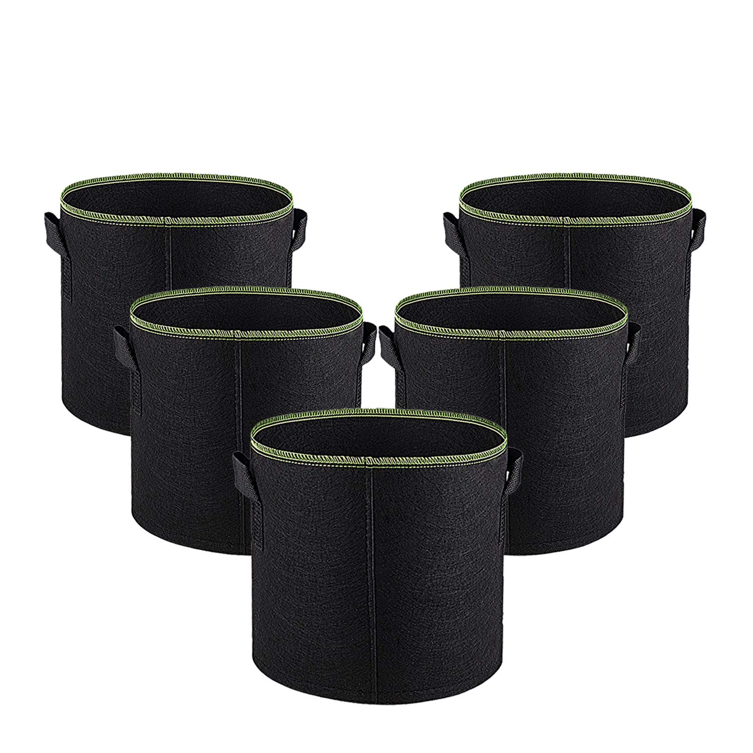 SunTrader 5-Pack 3 Gallon Grow Bags/Aeration Fabric Pots with Handles (3-Gallon(5-Pack))