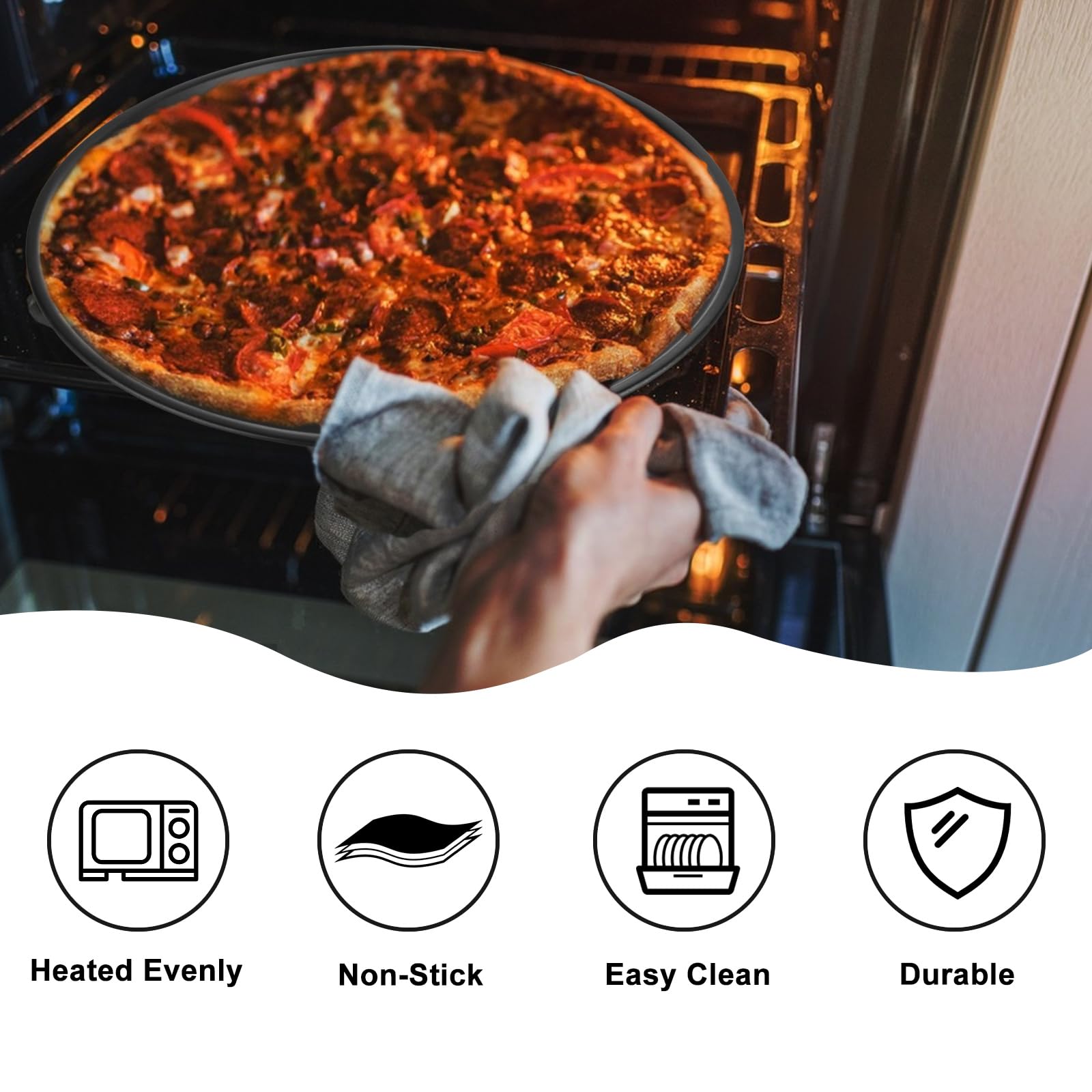 AKOLAFE 6 Pack 12 Inch Pizza Pan for Oven Round Pizza Pan with Holes Large Pizza Tray Set Carbon Steel Non Stick Pizza Plates Perforated Pizza Baking Sheet Personal Metal Platter for Grilling, Cooking