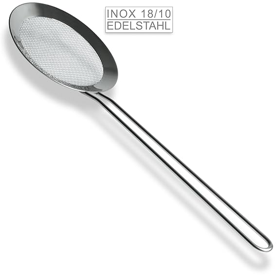 Hausfelder Schaumlöffel & Abseihlöffel aus 18/10 Edelstahl | spülmaschinengeeignet | extra flach und groß | einsetzbar als No