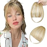 Wodelanle Clip in Bangs, Wispy Bangs Hair Clip,Natrual Fake Bangs Fringe with Temples Hairpieces for Women Clip on Faux Bangs Hair Extensions for Daily Wear Ash Blonde