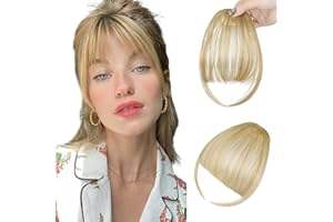Wodelanle Clip in Bangs, Wispy Bangs Hair Clip,Natrual Fake Bangs Fringe with Temples Hairpieces for Women Clip on Faux Bangs Hair Extensions for Daily Wear Ash Blonde