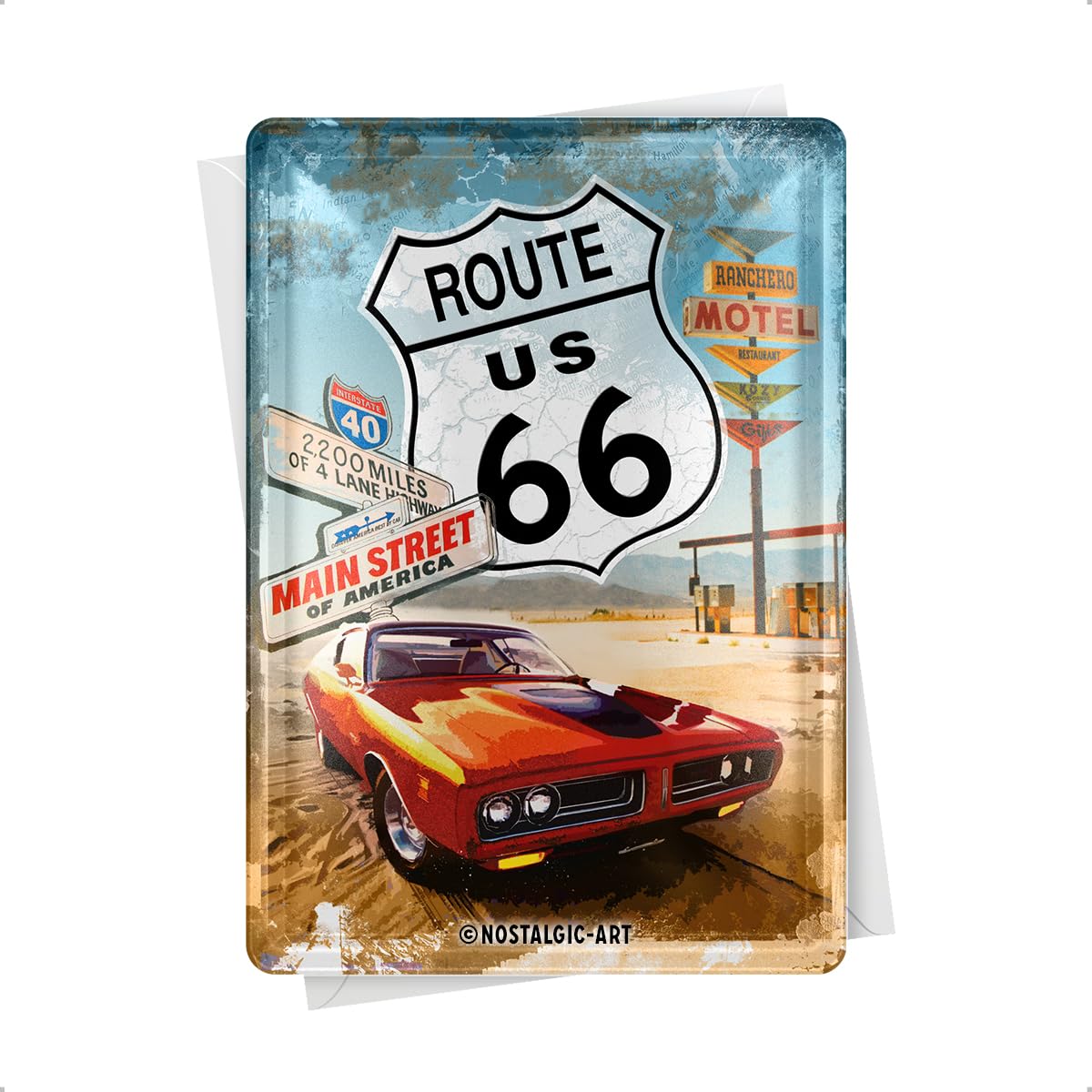 Nostalgic-Art Route 66 Route 66 Red Car/post card (tin, Ltd.) (japan import)