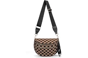 GENERIC Checkered Crossbody Bum Bags for Women Nylon Checkered Purse Checkerboard Fanny Pack