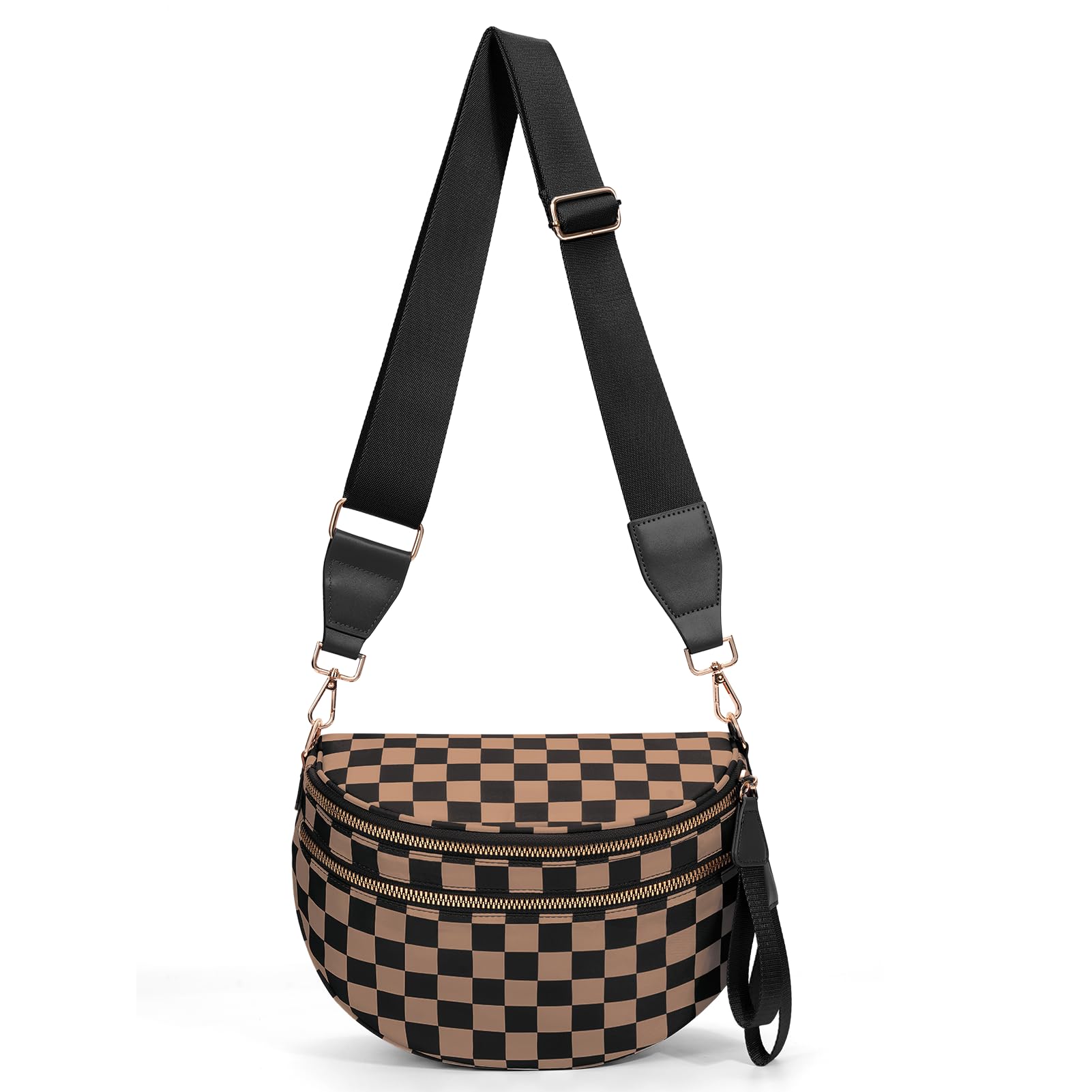 Checkered Crossbody Bum Bags for Women Nylon Checkered Purse Checkerboard Fanny Pack