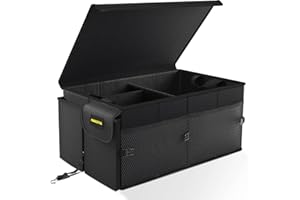 MIKKUPPA Car Trunk Organizer - 65L Collapsible Trunk Organizer with Lid, Sturdy Car Storage for SUV Auto Truck Van with Adjustable Straps and Non Slip Bottom (Black)