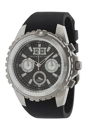 Momentum D6 Chrono Mens Watch Sapphire Glass Silicone Band (Silver/Black)