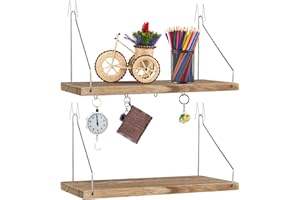 ERTIUANIO 2 Pack Cubicle Wall Shelf with Hooks - 11.8" Wood Organizer for Fabric Cubicle Walls, Hanging Desk Accessories & Decor for Women & Men, Workstation Storage