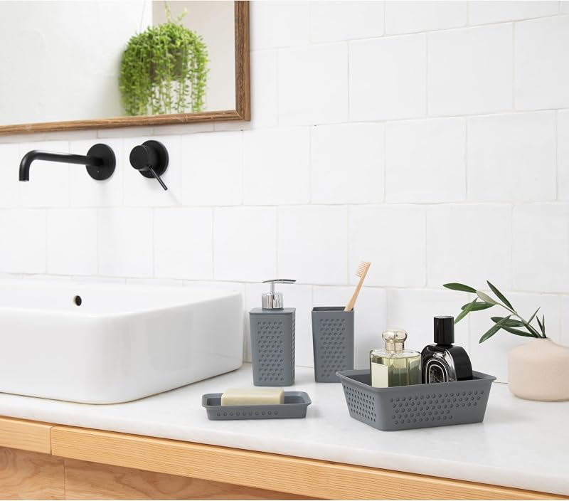Set di 4pcs da Appoggio per Bagno (Bicchiere, Dispenser di Sapone