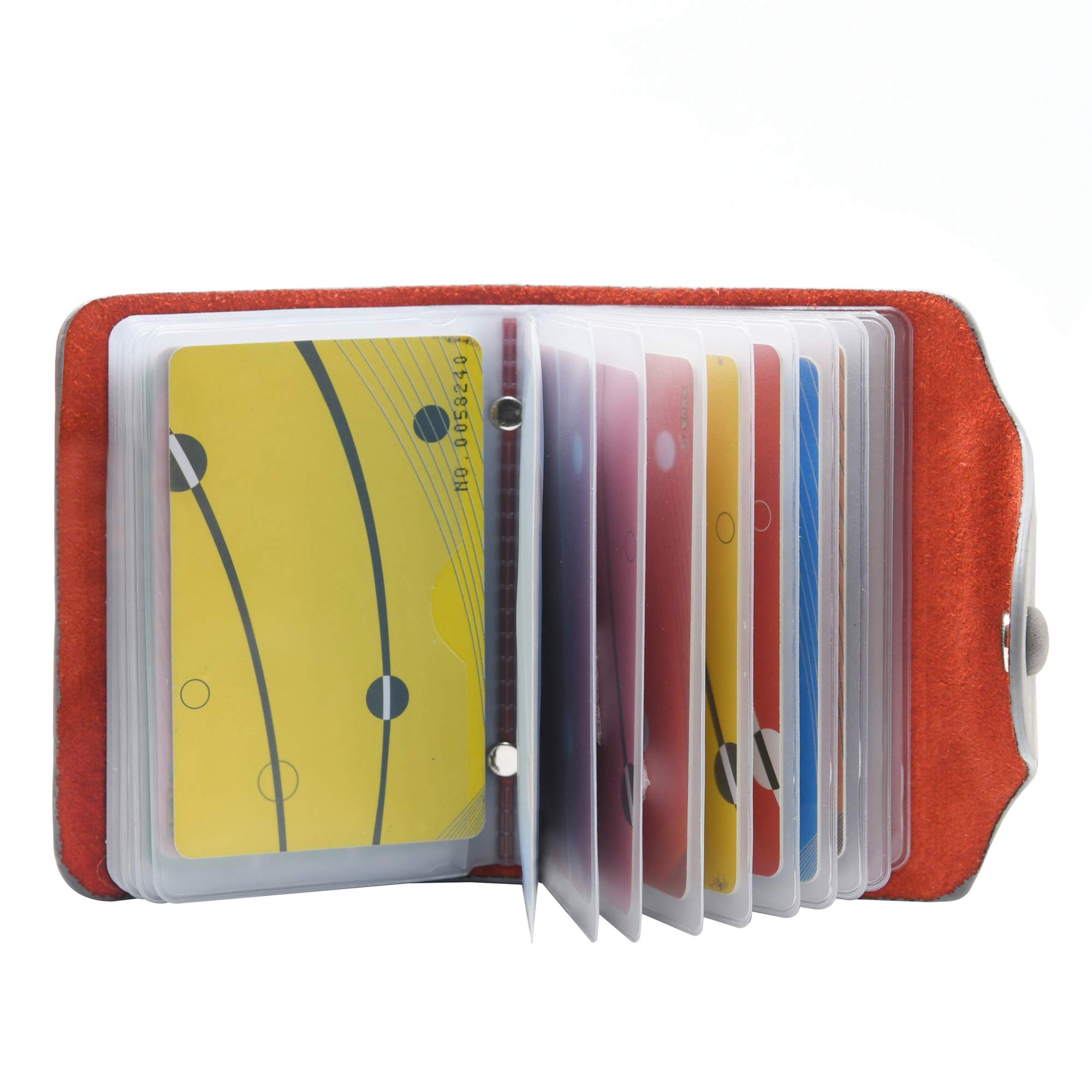 GERIINEER Credit Card Holder for Men and Women Leather 20 Slots, Grey, 10.5cm*7.5cm*2cm, Classic